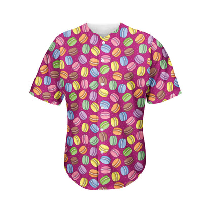 Cute Macaron Pattern Print Men's Baseball Jersey