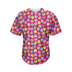 Cute Macaron Pattern Print Men's Baseball Jersey