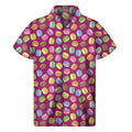 Cute Macaron Pattern Print Men's Short Sleeve Shirt