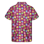 Cute Macaron Pattern Print Men's Short Sleeve Shirt