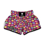 Cute Macaron Pattern Print Muay Thai Boxing Shorts
