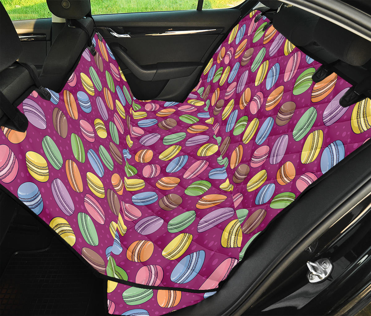 Cute Macaron Pattern Print Pet Car Back Seat Cover