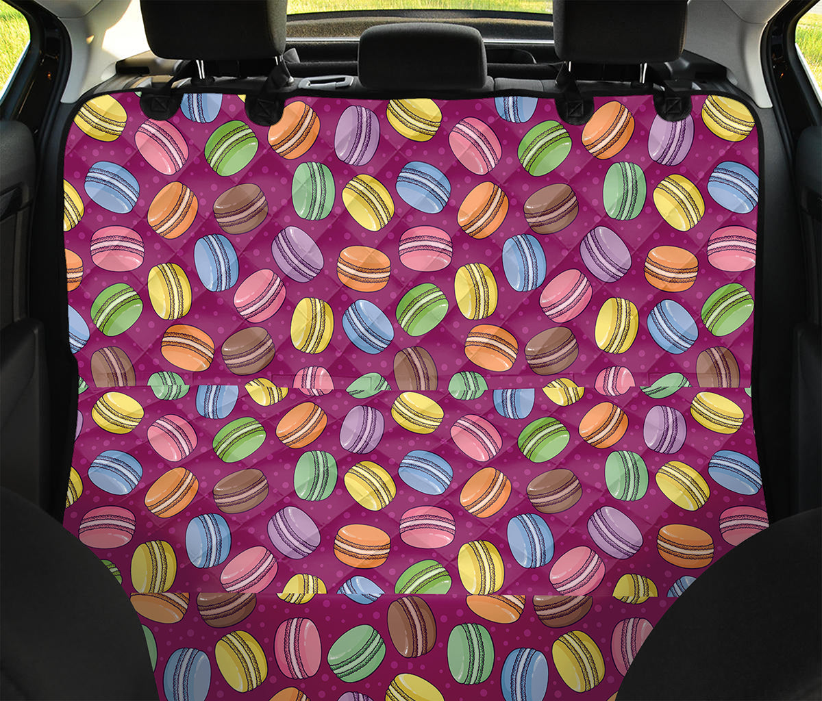Cute Macaron Pattern Print Pet Car Back Seat Cover