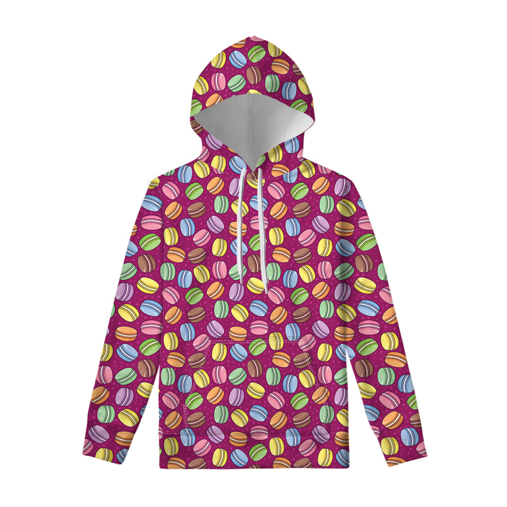 Cute Macaron Pattern Print Pullover Hoodie