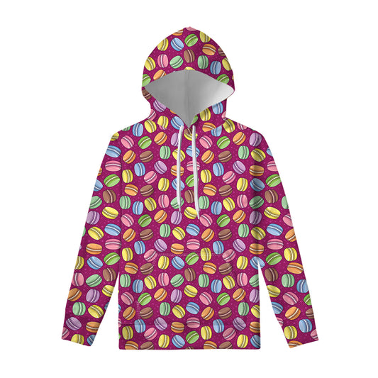 Cute Macaron Pattern Print Pullover Hoodie