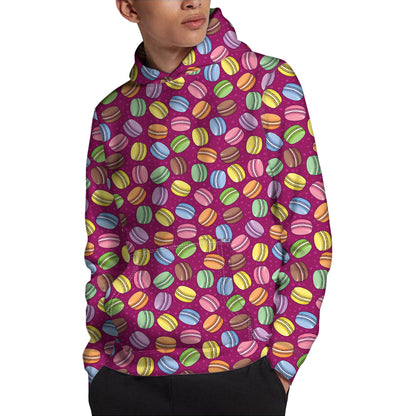 Cute Macaron Pattern Print Pullover Hoodie
