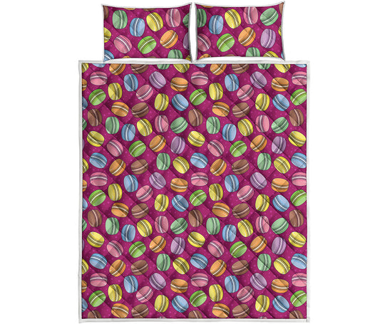 Cute Macaron Pattern Print Quilt Bed Set