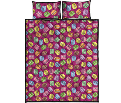 Cute Macaron Pattern Print Quilt Bed Set