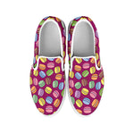 Cute Macaron Pattern Print White Slip On Shoes