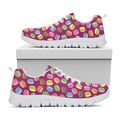 Cute Macaron Pattern Print White Running Shoes