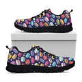 Cute Macarons Pattern Print Black Running Shoes