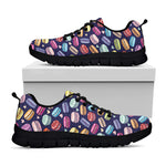 Cute Macarons Pattern Print Black Sneakers