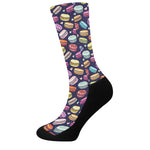Cute Macarons Pattern Print Crew Socks