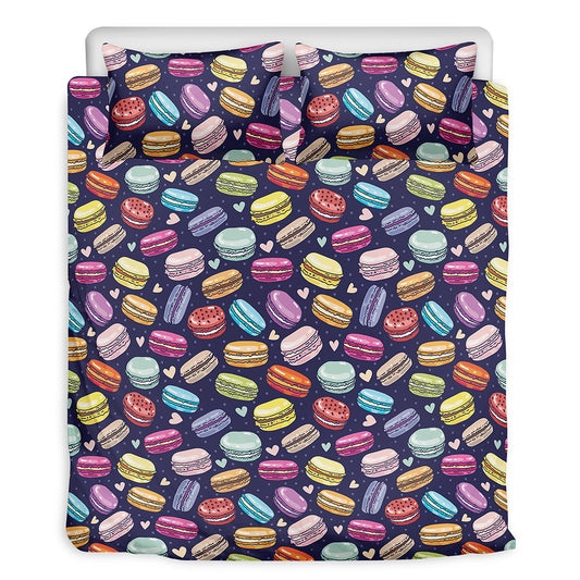 Cute Macarons Pattern Print Duvet Cover Bedding Set