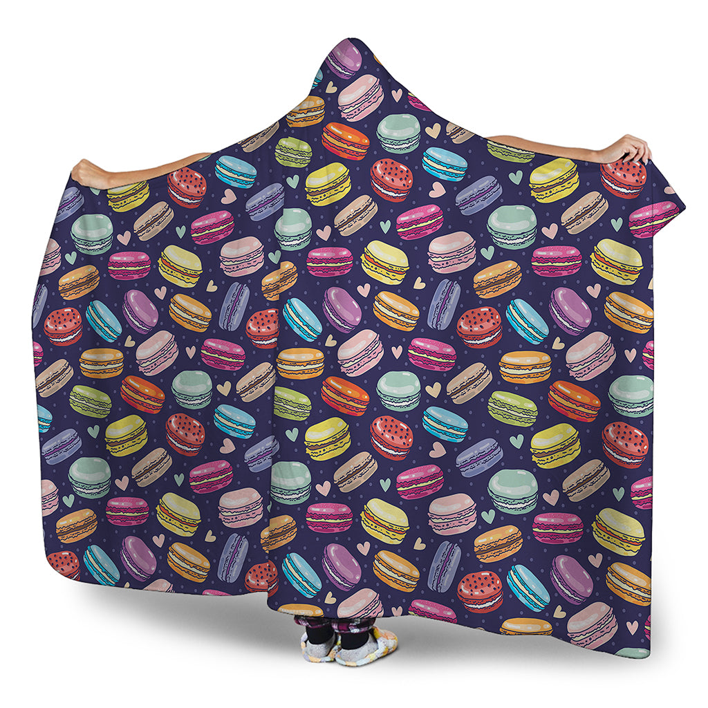 Cute Macarons Pattern Print Hooded Blanket