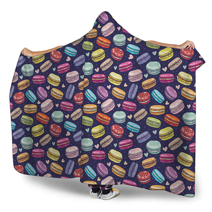 Cute Macarons Pattern Print Hooded Blanket