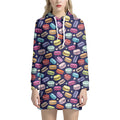 Cute Macarons Pattern Print Pullover Hoodie Dress