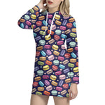 Cute Macarons Pattern Print Hoodie Dress