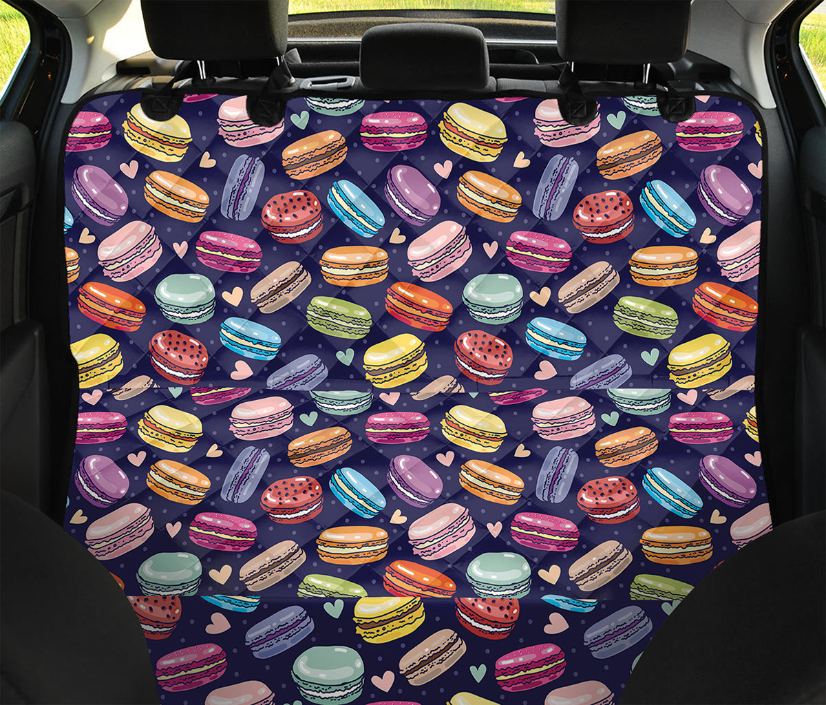 Cute Macarons Pattern Print Pet Car Back Seat Cover