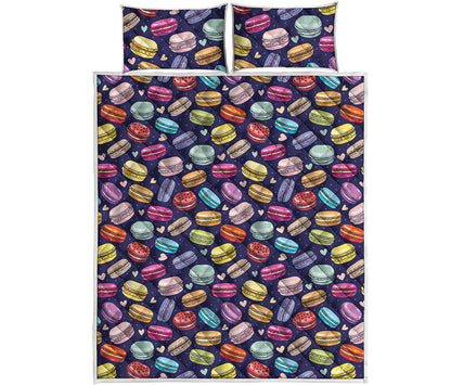 Cute Macarons Pattern Print Quilt Bed Set