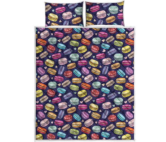 Cute Macarons Pattern Print Quilt Bed Set