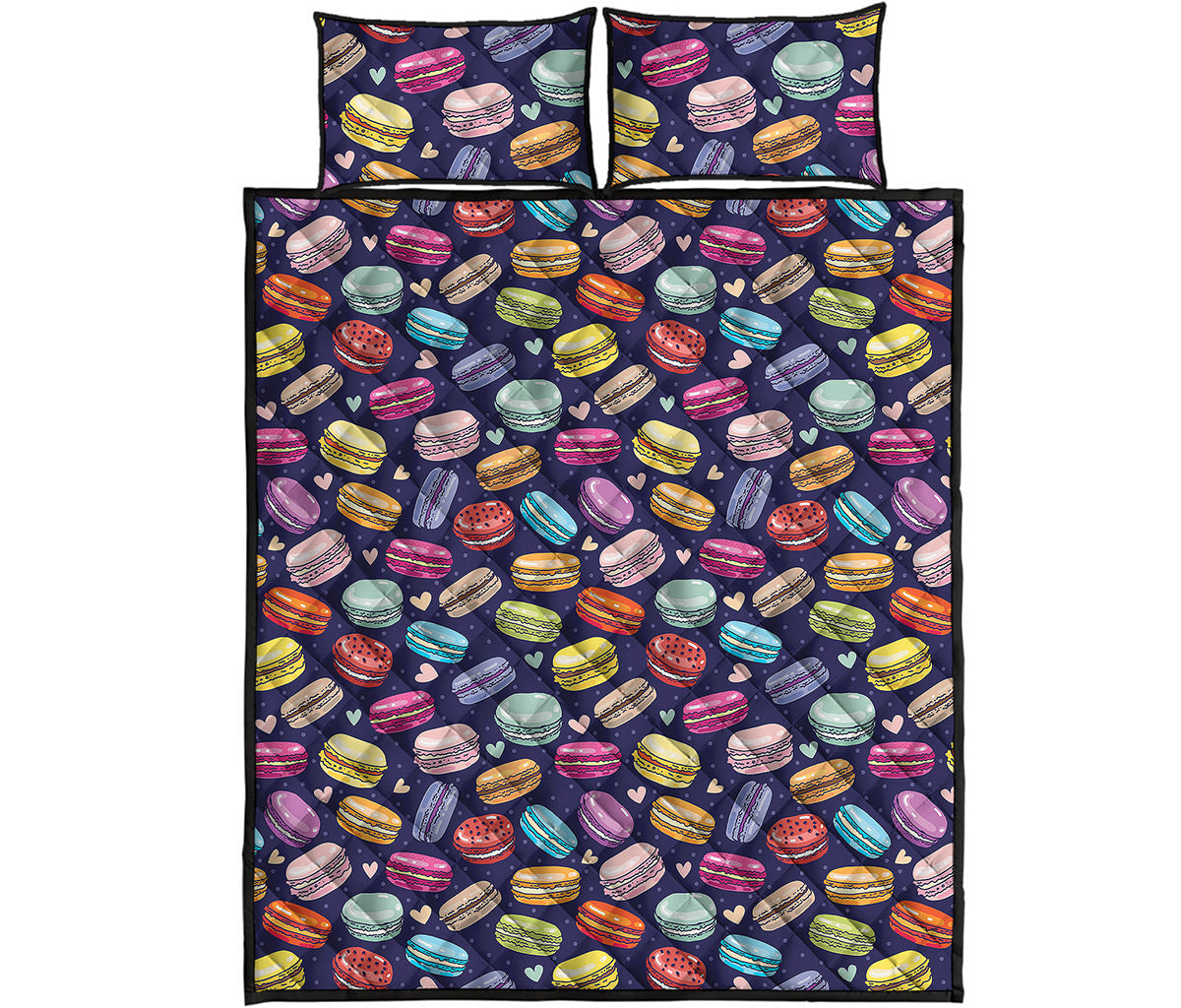 Cute Macarons Pattern Print Quilt Bed Set