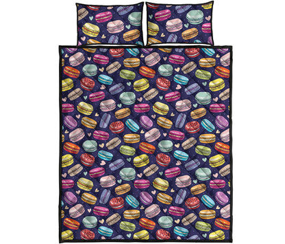 Cute Macarons Pattern Print Quilt Bed Set