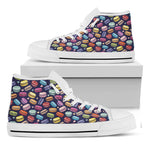 Cute Macarons Pattern Print White High Top Shoes