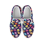Cute Macarons Pattern Print White Slip On Shoes