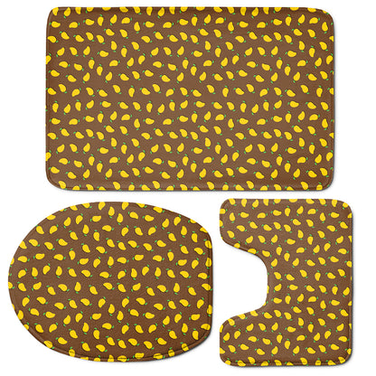 Cute Mango Pattern Print 3 Piece Bath Mat Set