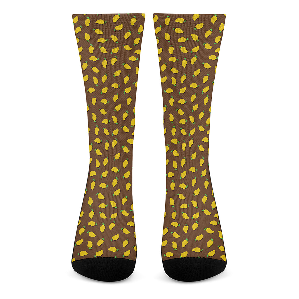 Cute Mango Pattern Print Crew Socks