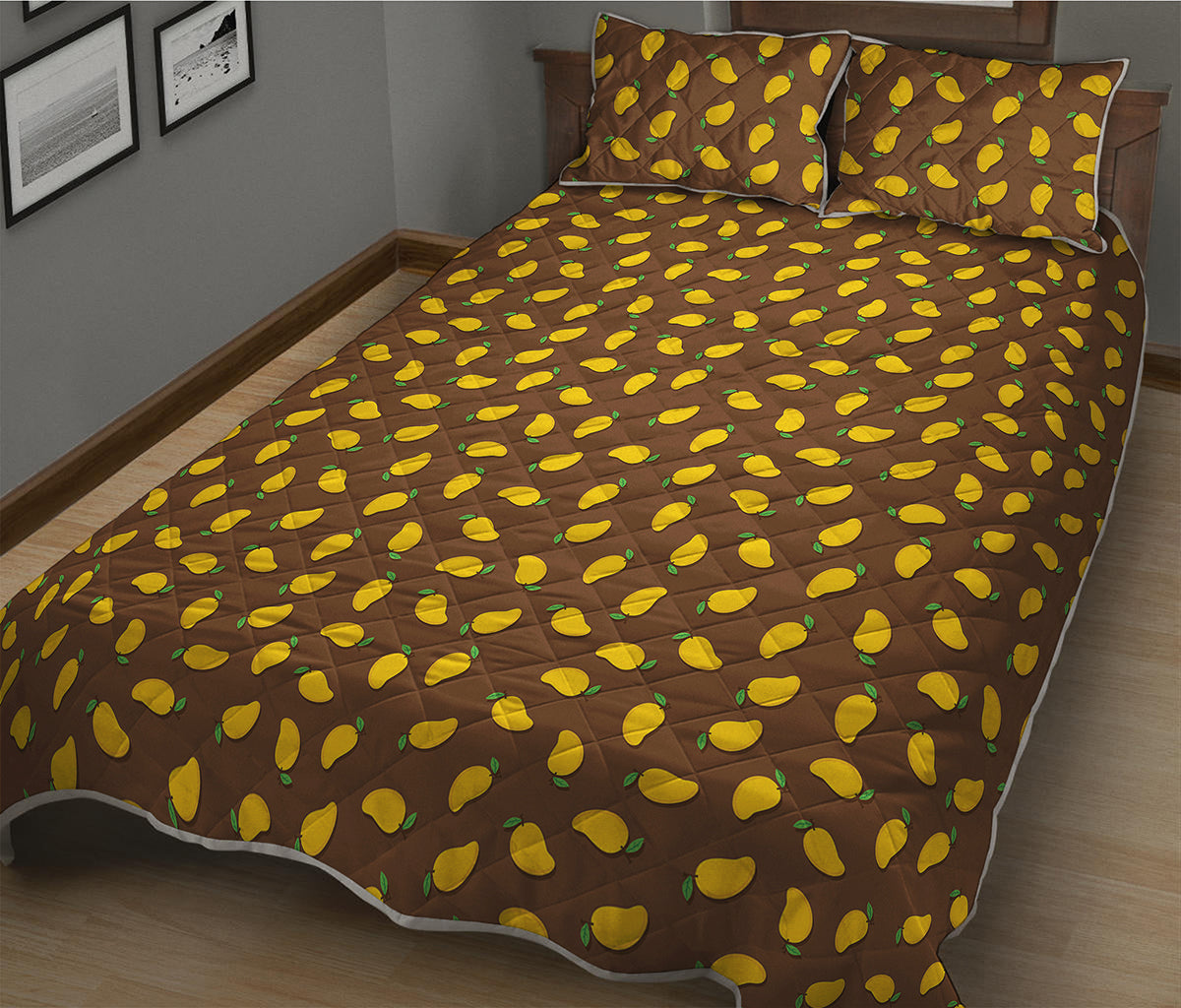 Cute Mango Pattern Print Quilt Bed Set
