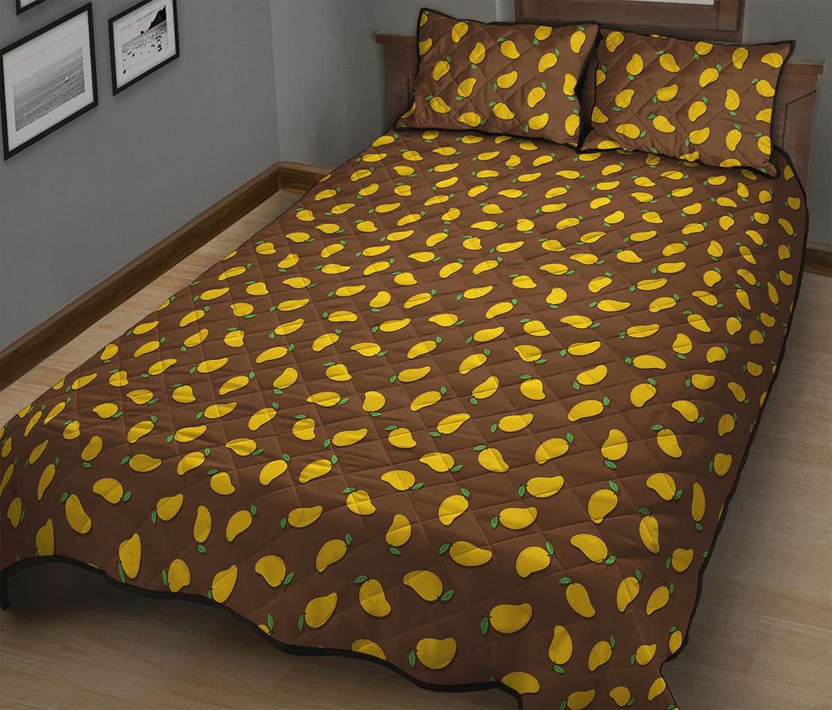 Cute Mango Pattern Print Quilt Bed Set