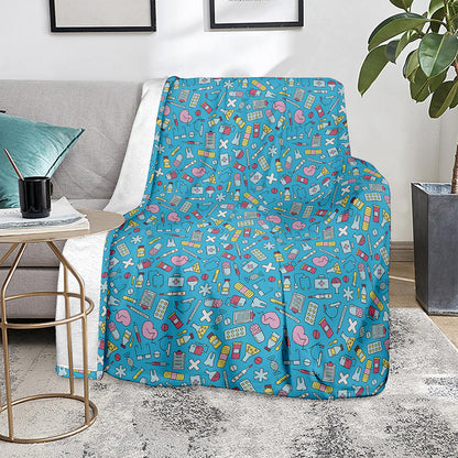 Cute Medical Pattern Print Blanket