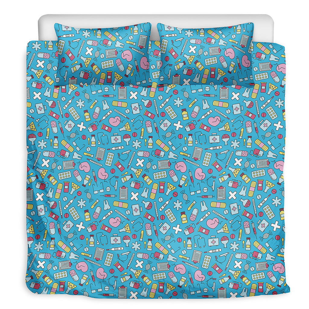Cute Medical Pattern Print Duvet Cover Bedding Set