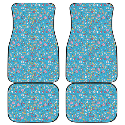 Cute Medical Pattern Print Front and Back Car Floor Mats