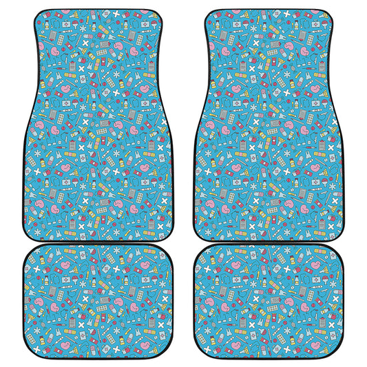 Cute Medical Pattern Print Front and Back Car Floor Mats