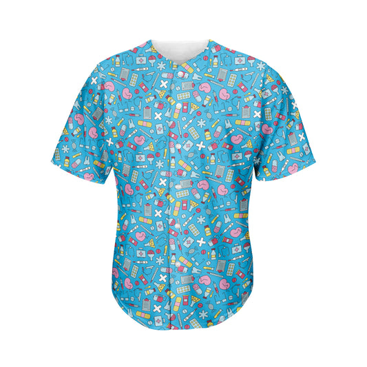 Cute Medical Pattern Print Men's Baseball Jersey