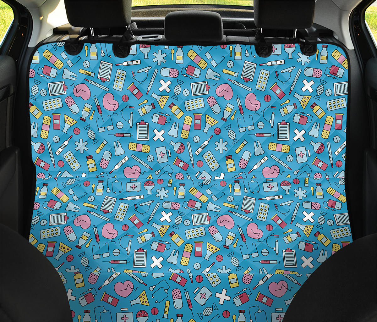 Cute Medical Pattern Print Pet Car Back Seat Cover