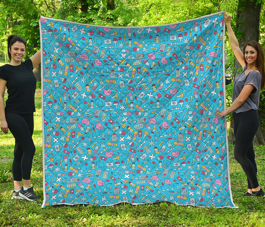 Cute Medical Pattern Print Quilt