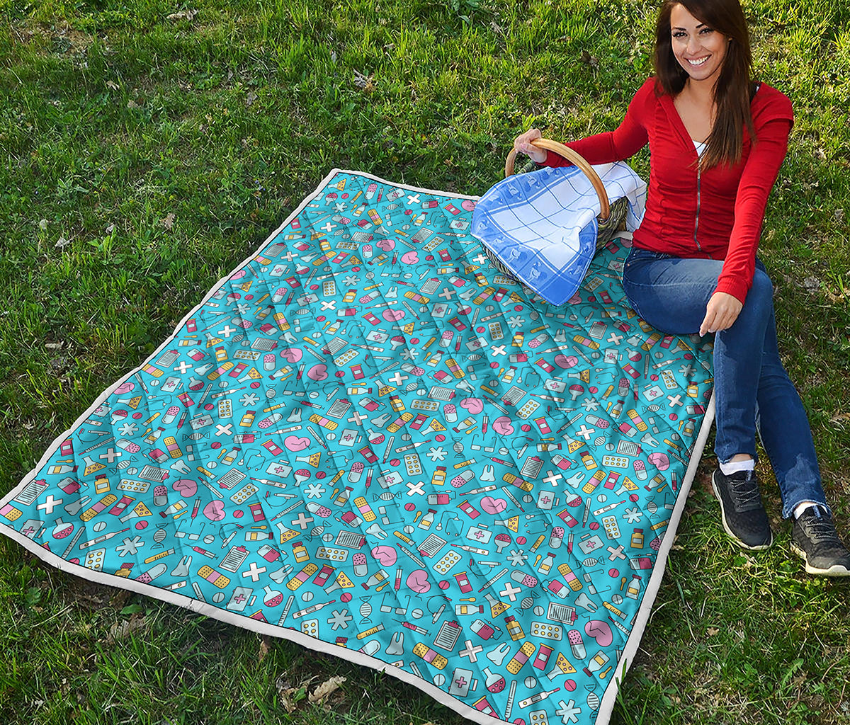 Cute Medical Pattern Print Quilt