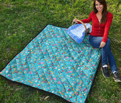 Cute Medical Pattern Print Quilt