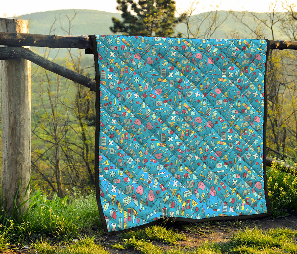 Cute Medical Pattern Print Quilt