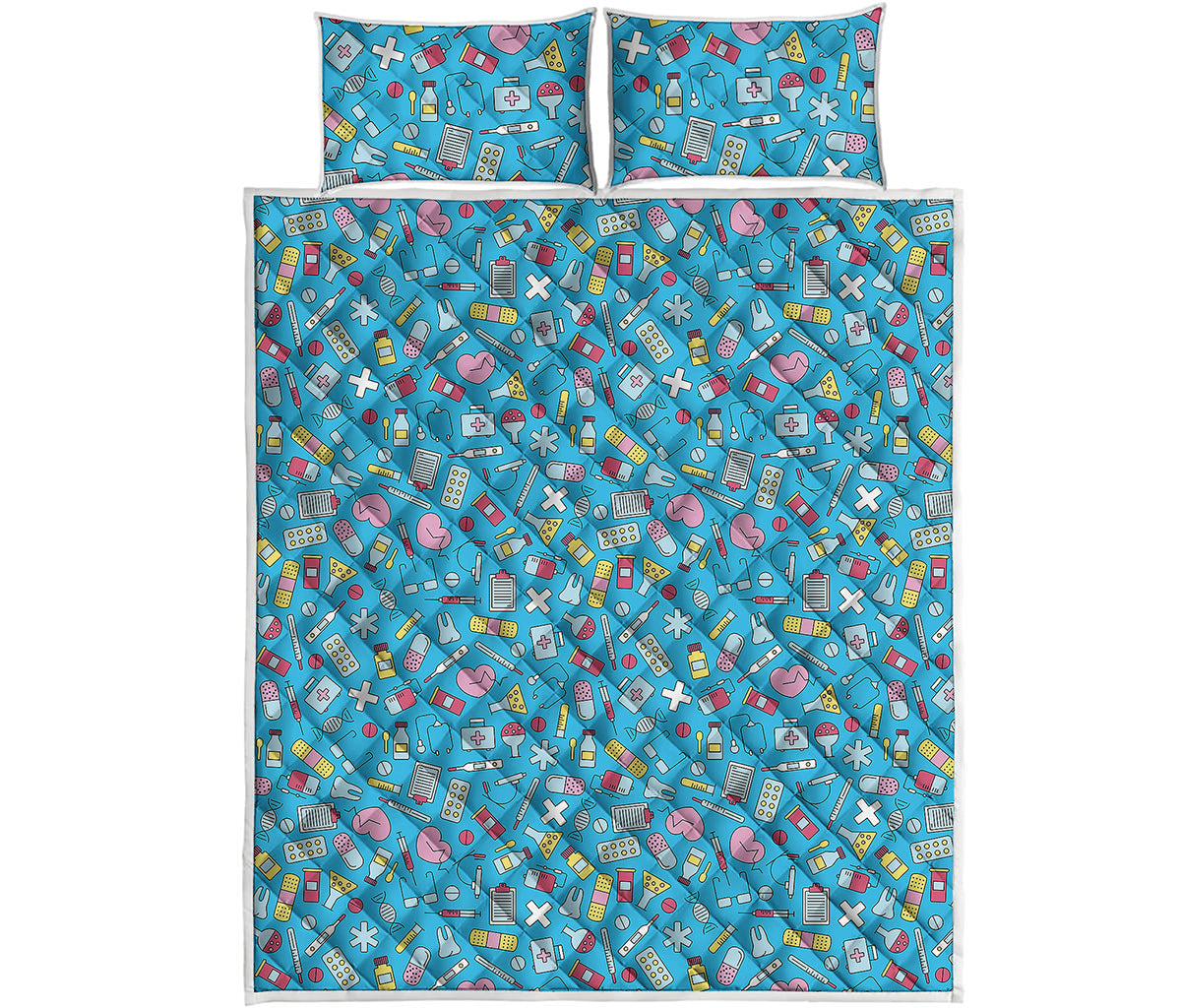 Cute Medical Pattern Print Quilt Bed Set