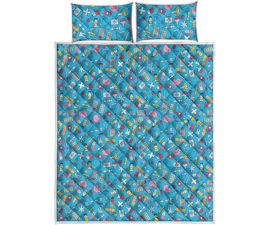 Cute Medical Pattern Print Quilt Bed Set