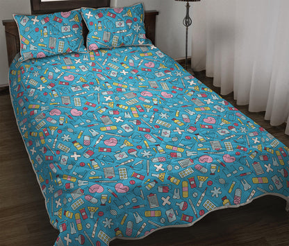 Cute Medical Pattern Print Quilt Bed Set