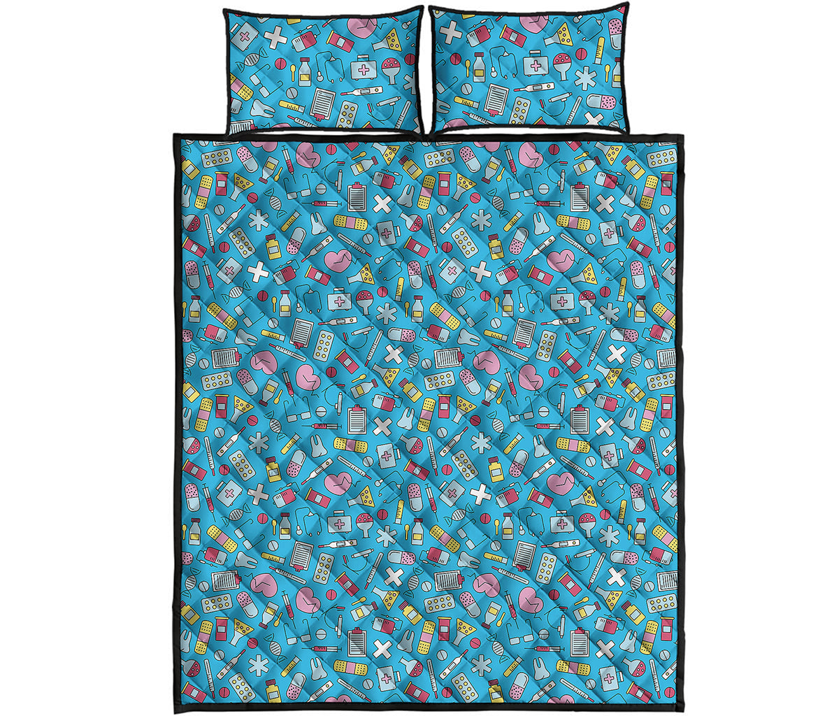 Cute Medical Pattern Print Quilt Bed Set