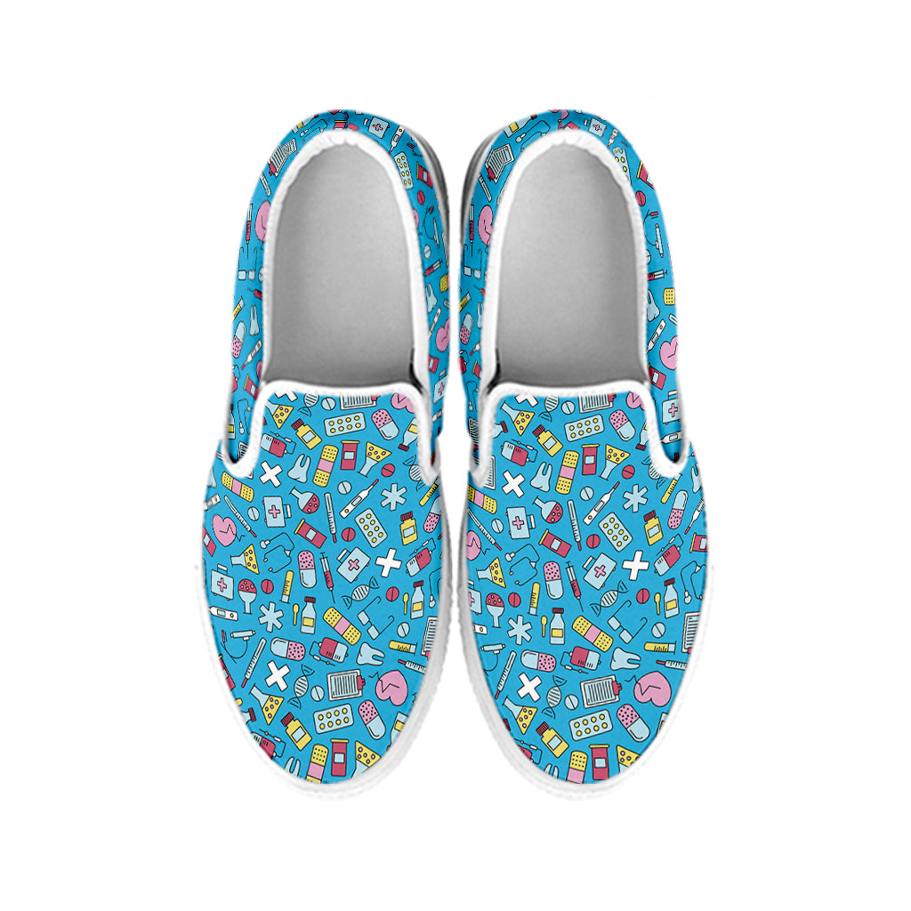 Cute Medical Pattern Print White Slip On Shoes