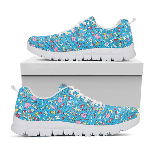 Cute Medical Pattern Print White Sneakers