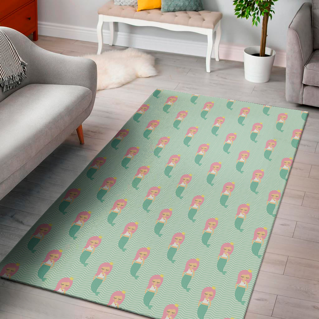 Cute Mermaid Pattern Print Area Rug